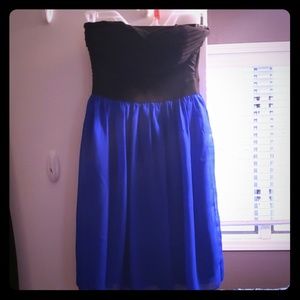 Royal blue and black strapless